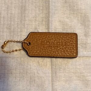 Coach Tan Leather Tag with Gold Chain